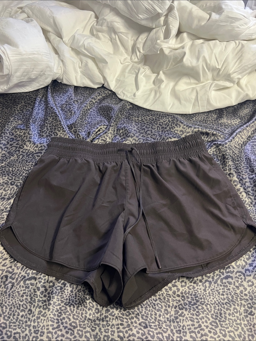 Women's Elastic-Waist Dark Brown Athletic Shorts with Drawstring
